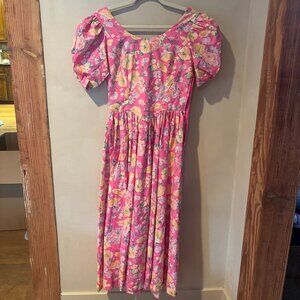 Vintage Laura Ashley Pink Floral Dress